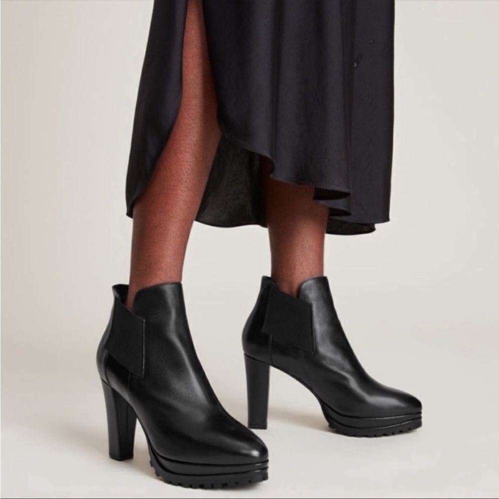 AllSaints Sarris Leather high heel booties size 37EU